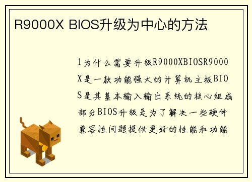 R9000X BIOS升级为中心的方法